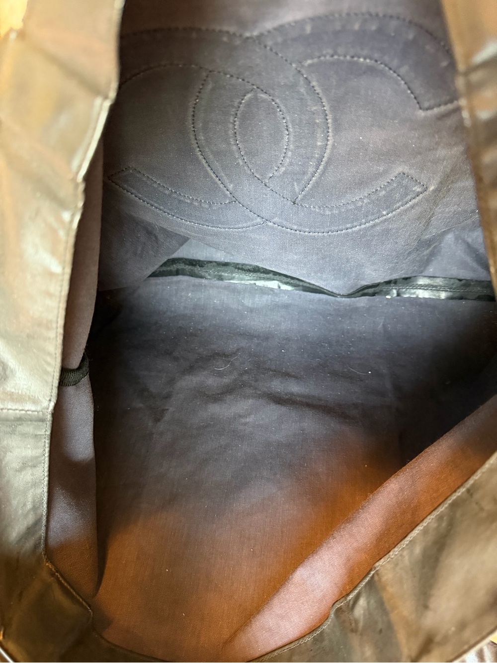 Chanel Black coated canvas shoulder Tote Bag , vintage - Picture 12 of 14